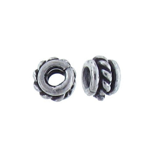 Sterling Silver, 3.4mm Width by 4.8mm Length / Height, Textured, Round Bali Bead. Quantity Per Pack: 60 Pieces.