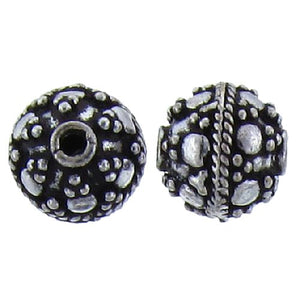 Sterling Silver, 8.4mm Width by 8.7mm Length / Height, Textured, Round Bali Bead. Quantity Per Pack: 25 Pieces.