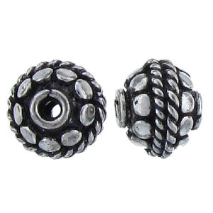 Sterling Silver, 8.1mm Width by 9.9mm Length / Height, Textured, Round Bali Bead. Quantity Per Pack: 25 Pieces.