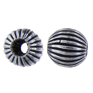 Sterling Silver, 8.6mm Width by 8.9mm Length / Height, Corrugated Round Bali Bead. Quantity Per Pack: 25 Pieces.