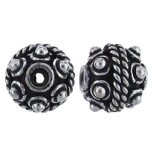 Sterling Silver, 7.7mm Width by 8.4mm Length / Height, Textured Round Bali Bead. Quantity Per Pack: 27 Pieces.