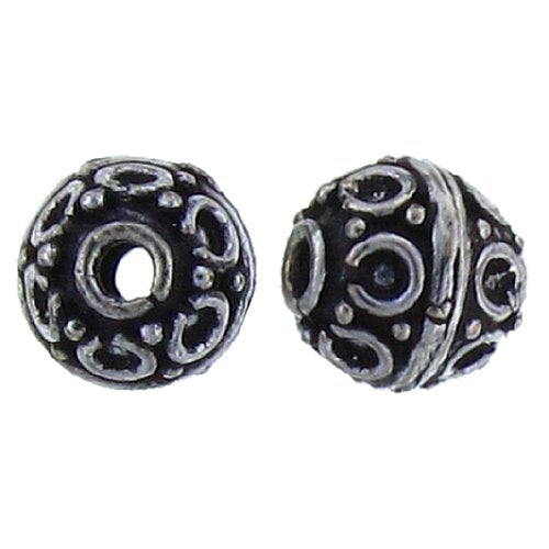 Sterling Silver, 7.8mm Width by 7.4mm Length / Height, Textured Round Bali Bead. Quantity Per Pack: 28 Pieces.