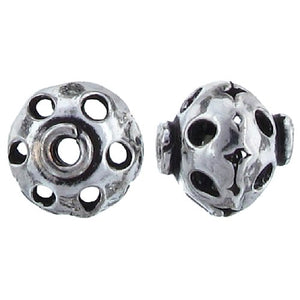 German Silver, 9.7mm Width by 9.6mm Length / Height, Round Filigree Bali Bead. Quantity Per Pack: 22 Pieces.