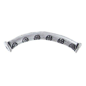 Pewter, 29.7mm Width by 4.7mm Length / Height, Stamped Curved Tube Bali Bead. Quantity Per Pack: 6 Pieces.
