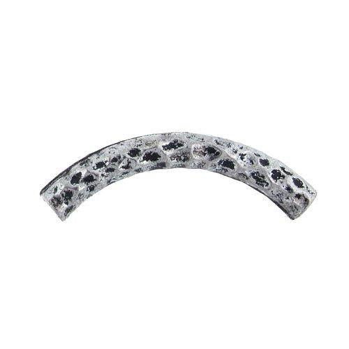 Pewter, 42.2mm Width by 5.9mm Length / Height, Textured Curved Tube Bali Bead. Quantity Per Pack: 2 Pieces.