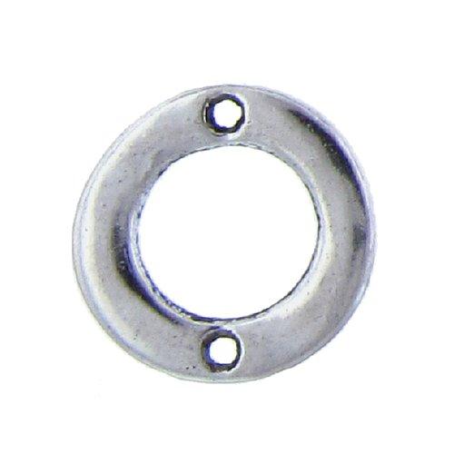 Pewter, 14.6mm Width / Length by 1.8mm Thickness, Flat Circle Bead with two Strand Holes. Quantity Per Pack: 40 Pieces.