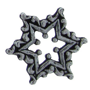 Pewter, 12.7mm Width by 19.4mm Length by 2.3mm Thickness, Textured Star Flat Bead with Star cut-out Hole. Quantity Per Pack: 28 Pieces.