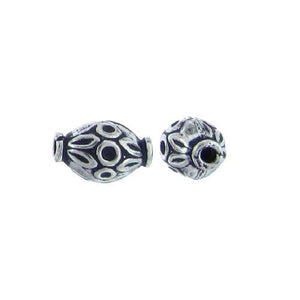 Sterling Silver, 11.0mm Width by 6.9mm Length by 6.8mm Thickness, Textured Filigree Oval Bead. Quantity Per Pack: 19 Pieces.