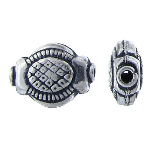 Sterling Silver, 14.9mm Width by 11.9mm Length by 6.3mm Thickness, Stamped Rounded Flat Bead. Quantity Per Pack: 13 Pieces.