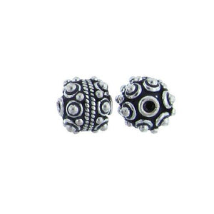 Sterling Silver Oxidized, 8.5mm Width by 9.4mm Length / Height, Fancy Round Bali Bead. Quantity Per Pack: 5 Pieces.