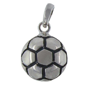 Sterling Silver Oxidized, 12.2mm Width by 5.1mm Length by 15.5mm Height, Soccer Ball Pendant. Quantity Per Pack: 1 Piece.