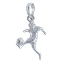 Load image into Gallery viewer, Sterling Silver, 13.4mm Width by 2.6mm Length by 20.6mm Height, Soccer Player Charm. Quantity Per Pack: 1 Piece.
