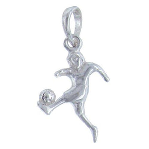 Sterling Silver, 13.4mm Width by 2.6mm Length by 20.6mm Height, Soccer Player Charm. Quantity Per Pack: 1 Piece.