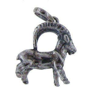 Sterling Silver Oxidized, 14.3mm Width by 10.2mm Length by 19.0mm Height, Wild Goat Charm. Quantity Per Pack: 1 Piece.