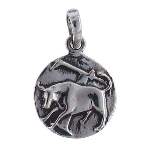 Sterling Silver Oxidized, 14.1mm Width by 1.8mm Length by 14.1mm Height, The Bull / Taurus Charm. Quantity Per Pack: 1 Piece.