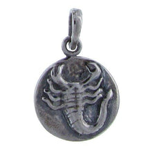 Load image into Gallery viewer, Sterling Silver Oxidized, 13.8mm Width by 2.2mm Length by 13.8mm Height, Scorpio Charm. Quantity Per Pack: 1 Piece.
