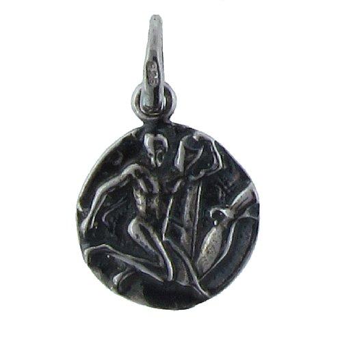 Sterling Silver Oxidized, 14.2mm Width by 1.8mm Length by 17.7mm Height, Aquarius Pendant. Quantity Per Pack: 1 Piece.