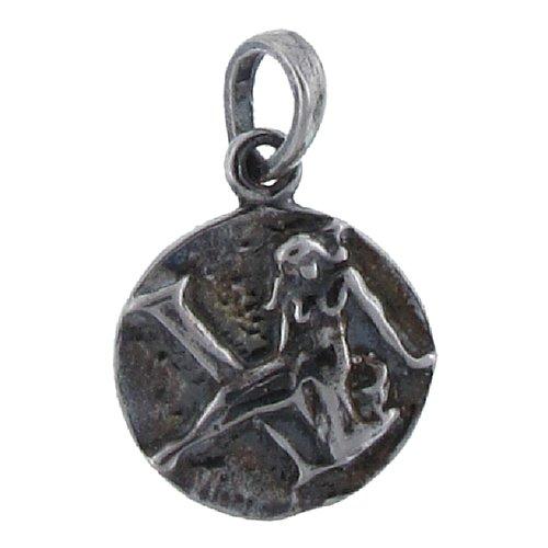 Sterling Silver Oxidized, 14.4mm Width by 1.7mm Length by 17.4mm Height, Virgo Pendant. Quantity Per Pack: 1 Piece.