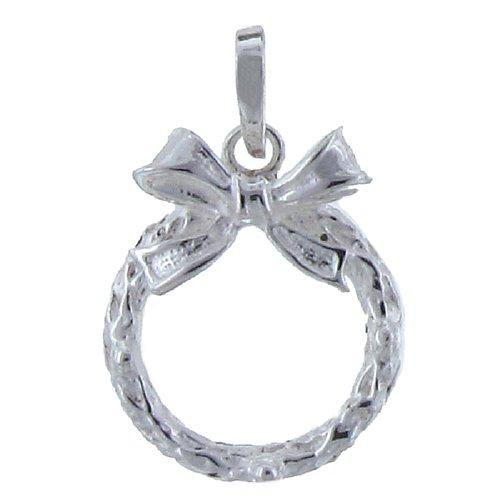 Sterling Silver, 15.5mm Width by 5.6mm Length by 18.8mm Height, Wreath Pendant. Quantity Per Pack: 1 Piece.