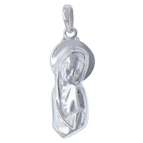 Sterling Silver, 11.1mm Width by 4.9mm Length by 28.6mm Height, Mother Mary Charm. Quantity Per Pack: 1 Piece.