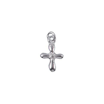 Sterling Silver, 9.9mm Width by 2.3mm Length by 15.5mm Height, Cross Charm. Quantity Per Pack: 6 Pieces.