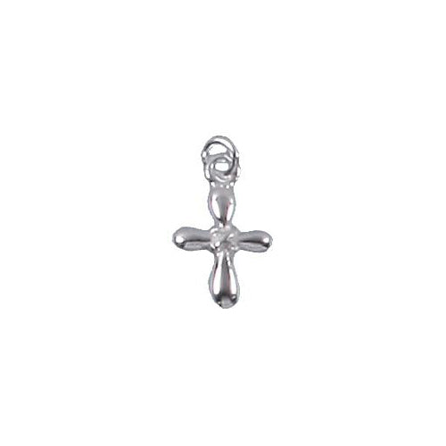 Sterling Silver, 9.9mm Width by 2.3mm Length by 15.5mm Height, Cross Charm. Quantity Per Pack: 6 Pieces.