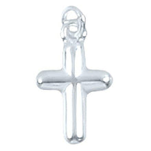 Load image into Gallery viewer, Sterling Silver, 10.0mm Width by 1.7mm Length by 15.8mm Height, Cross Charm. Quantity Per Pack: 6 Pieces.
