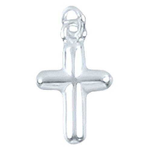 Sterling Silver, 10.0mm Width by 1.7mm Length by 15.8mm Height, Cross Charm. Quantity Per Pack: 6 Pieces.