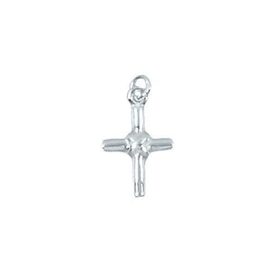 Sterling Silver, 11.1mm Width by 2.8mm Length by 17.4mm Height, Cross Charm. Quantity Per Pack: 4 Pieces.