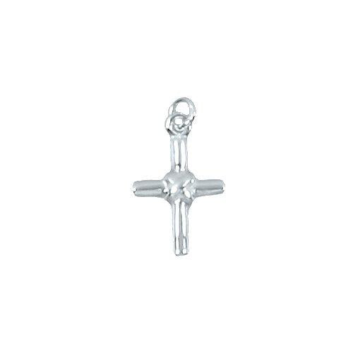 Sterling Silver, 11.1mm Width by 2.8mm Length by 17.4mm Height, Cross Charm. Quantity Per Pack: 4 Pieces.