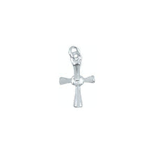 Load image into Gallery viewer, Sterling Silver, 10.1mm Width by 1.7mm Length by 15.4mm Height, Cross Charm. Quantity Per Pack: 6 Pieces.
