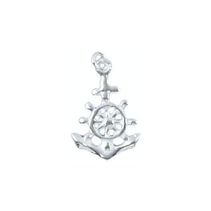 Sterling Silver, 14.2mm Width by 1.06mm Length by 21.5mm Height, Anchor & Wheel Charm. Quantity Per Pack: 4 Pieces.