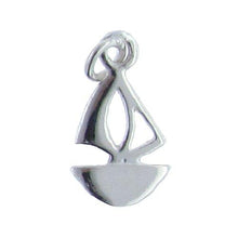 Load image into Gallery viewer, Sterling Silver, 7.6mm Width by 1.4mm Length by 13.7mm Height, Sailboat Charm. Quantity Per Pack: 6 Pieces.
