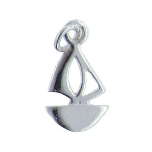 Sterling Silver, 7.6mm Width by 1.4mm Length by 13.7mm Height, Sailboat Charm. Quantity Per Pack: 6 Pieces.