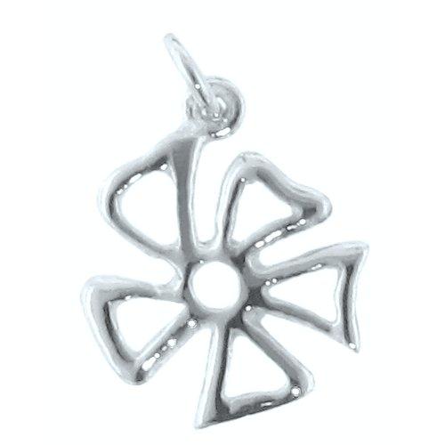 Sterling Silver, 12.2mm Width by 1.4mm Length by 14.5mm Height, Flower Charm. Quantity Per Pack: 3 Pieces.