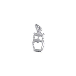 Sterling Silver, 7.1mm Width by 1.4mm Length by 14.7mm Height, Owl Charm. Quantity Per Pack: 4 Pieces.