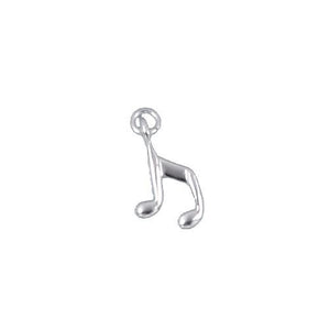 Sterling Silver, 9.0mm Width by 2.0mm Length by 13.0mm Height, Musical Note Charm. Quantity Per Pack: 4 Pieces.