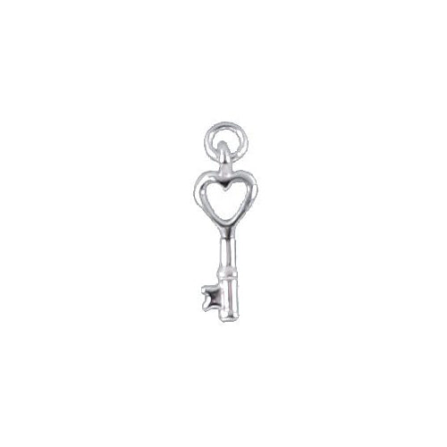 Sterling Silver, 2.1mm Width by 5.8mm Length by 17.4mm Height, Key Charm. Quantity Per Pack: 4 Pieces.