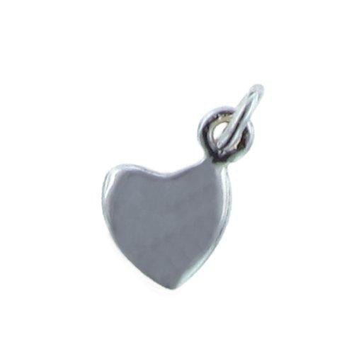 Sterling Silver, 7.0mm Width by 1.4mm Length by 10.4mm Height, Heart Charm. Quantity Per Pack: 6 Pieces.