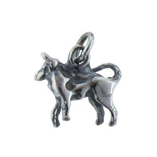 Load image into Gallery viewer, Sterling Silver Oxidized, 10.5mm Width by 4.2mm Length by 9.9mm Height, Bull / Taurus Charm. Quantity Per Pack: 4 Pieces.
