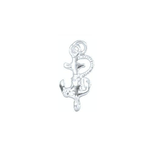 Sterling Silver, 9.6mm Width by 3.0mm Length by 19.1mm Height, Anchor Charm. Quantity Per Pack: 4 Pieces.