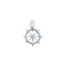 Load image into Gallery viewer, Sterling Silver, 12.8mm Width by 0.82mm Length by 15.3mm Height, Ship Wheel Charm. Quantity Per Pack: 4 Pieces.
