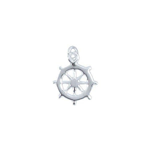 Sterling Silver, 12.8mm Width by 0.82mm Length by 15.3mm Height, Ship Wheel Charm. Quantity Per Pack: 4 Pieces.