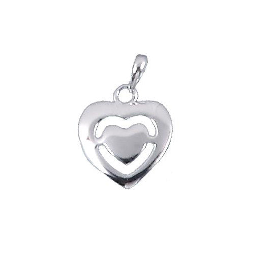 Sterling Silver, 15.8mm Width by 1.8mm Length by 18.0mm Height, Heart Pendant. Quantity Per Pack: 1 Piece.