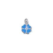 Load image into Gallery viewer, Sterling Silver Enamel, 8.4mm Width by 3.5mm Length by 11.3mm Height, Blue Flower Charm. Quantity Per Pack: 4 Pieces.
