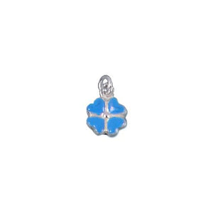 Sterling Silver Enamel, 8.4mm Width by 3.5mm Length by 11.3mm Height, Blue Flower Charm. Quantity Per Pack: 4 Pieces.