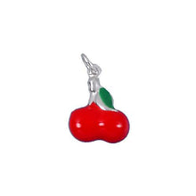 Load image into Gallery viewer, Sterling Silver Enamel, 13.2mm Width by 6.4mm Length by 17.8mm Height, Cherries Charm. Quantity Per Pack: 2 Pieces.
