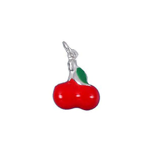 Sterling Silver Enamel, 13.2mm Width by 6.4mm Length by 17.8mm Height, Cherries Charm. Quantity Per Pack: 2 Pieces.