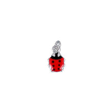 Load image into Gallery viewer, Sterling Silver Enamel, 6.6mm Width by 1.3mm Length by 10.7mm Height, Ladybug Charm. Quantity Per Pack: 4 Pieces.
