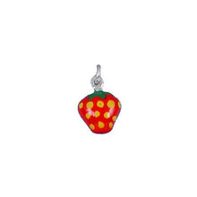 Load image into Gallery viewer, Sterling Silver Enamel, 9.5mm Width by 6.0mm Length by 13.6mm Height, Strawberry Charm. Quantity Per Pack: 3 Pieces.
